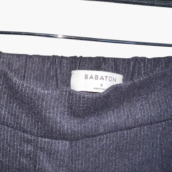 Aritzia Babaton Cohen Cashmere Wool Navy Micro striped cropped Pants trouser 6 - Picture 5 of 7